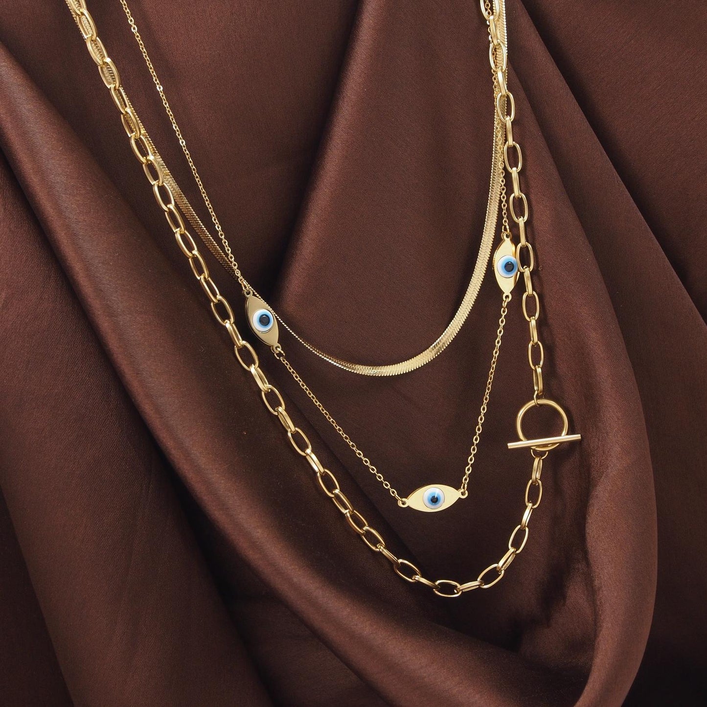 BUY ONE GET ONE FREE Stainless Steel Necklace Evel Eyes